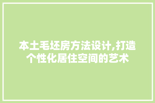 本土毛坯房方法设计,打造个性化居住空间的艺术