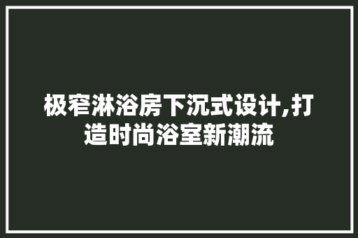 极窄淋浴房下沉式设计,打造时尚浴室新潮流