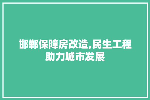 邯郸保障房改造,民生工程助力城市发展