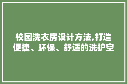 校园洗衣房设计方法,打造便捷、环保、舒适的洗护空间