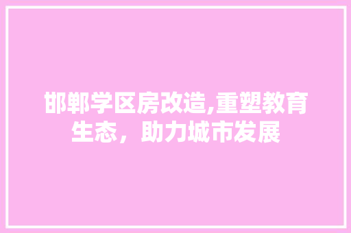邯郸学区房改造,重塑教育生态，助力城市发展