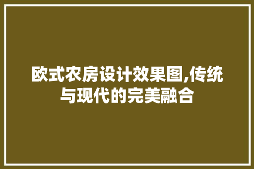 欧式农房设计效果图,传统与现代的完美融合