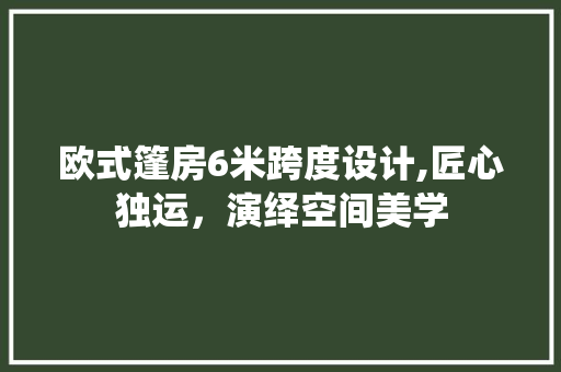 欧式篷房6米跨度设计,匠心独运，演绎空间美学