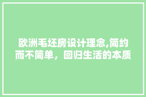 欧洲毛坯房设计理念,简约而不简单，回归生活的本质