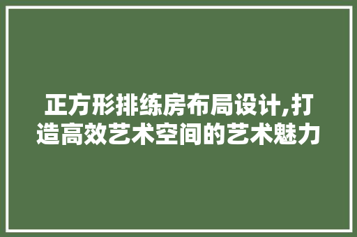 正方形排练房布局设计,打造高效艺术空间的艺术魅力