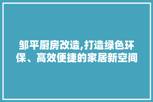 邹平厨房改造,打造绿色环保、高效便捷的家居新空间