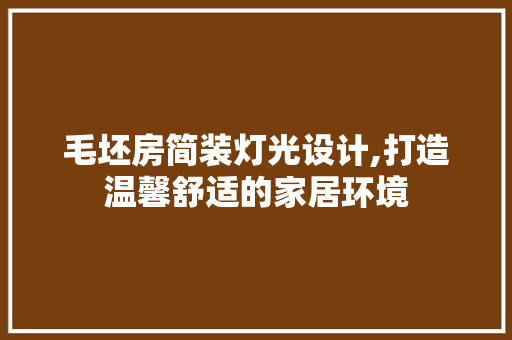 毛坯房简装灯光设计,打造温馨舒适的家居环境