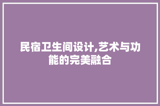 民宿卫生间设计,艺术与功能的完美融合