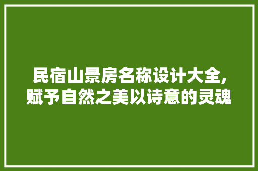民宿山景房名称设计大全,赋予自然之美以诗意的灵魂