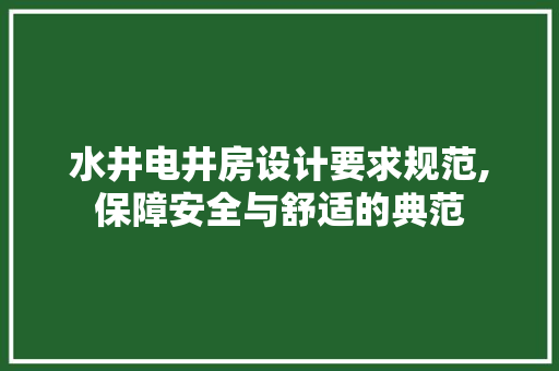 水井电井房设计要求规范,保障安全与舒适的典范