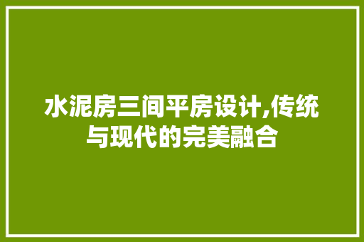 水泥房三间平房设计,传统与现代的完美融合