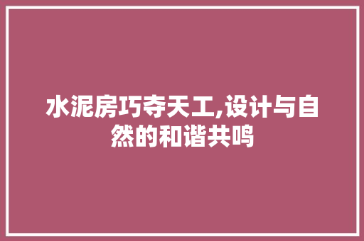 水泥房巧夺天工,设计与自然的和谐共鸣