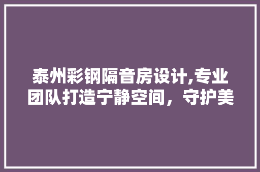 泰州彩钢隔音房设计,专业团队打造宁静空间，守护美好生活