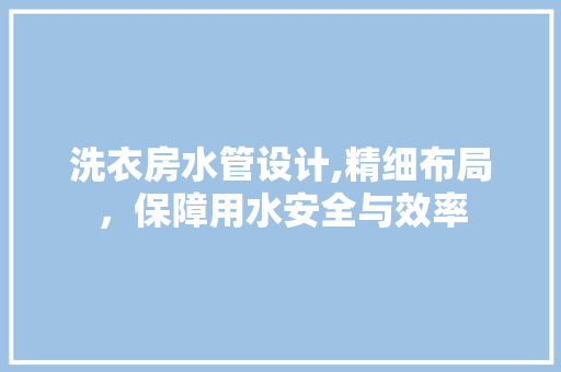 洗衣房水管设计,精细布局，保障用水安全与效率