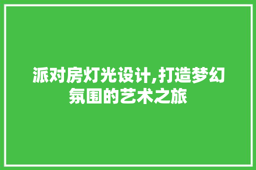 派对房灯光设计,打造梦幻氛围的艺术之旅