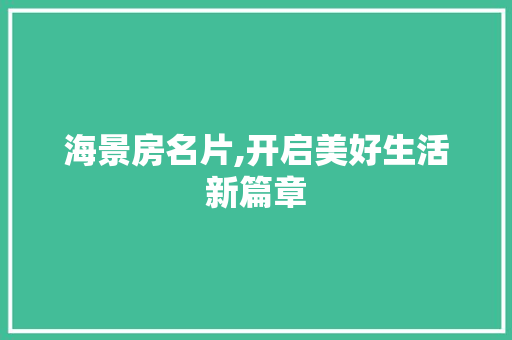海景房名片,开启美好生活新篇章