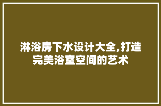 淋浴房下水设计大全,打造完美浴室空间的艺术