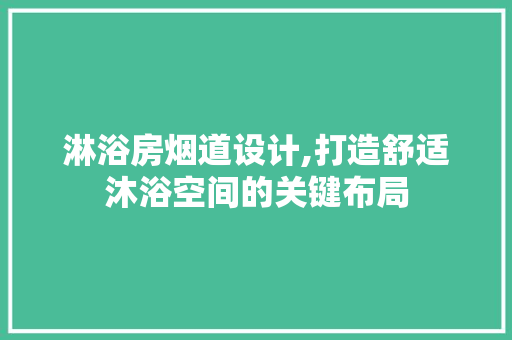 淋浴房烟道设计,打造舒适沐浴空间的关键布局