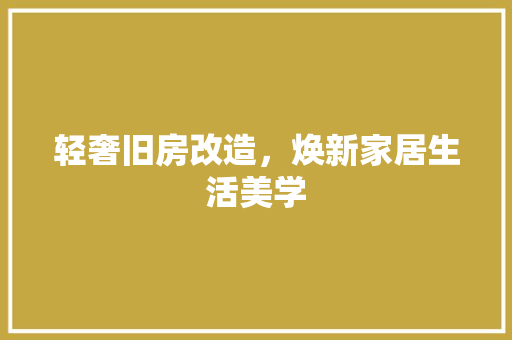 轻奢旧房改造，焕新家居生活美学