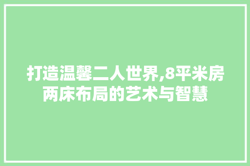 打造温馨二人世界,8平米房两床布局的艺术与智慧