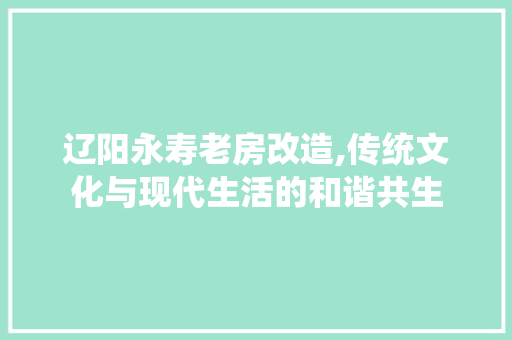 辽阳永寿老房改造,传统文化与现代生活的和谐共生