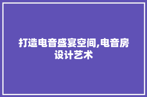 打造电音盛宴空间,电音房设计艺术