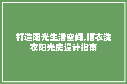 打造阳光生活空间,晒衣洗衣阳光房设计指南
