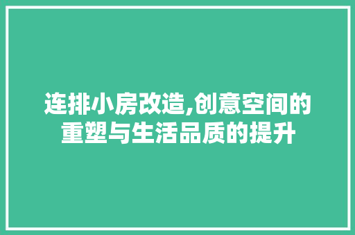 连排小房改造,创意空间的重塑与生活品质的提升