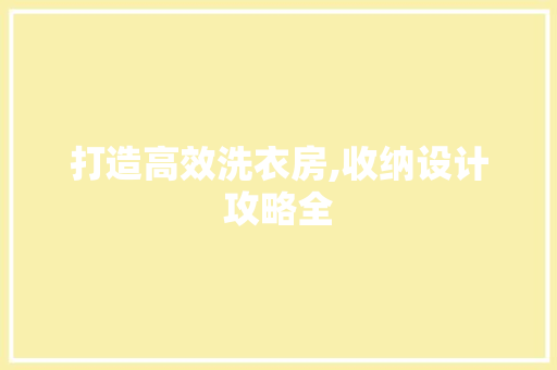 打造高效洗衣房,收纳设计攻略全