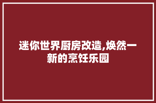 迷你世界厨房改造,焕然一新的烹饪乐园