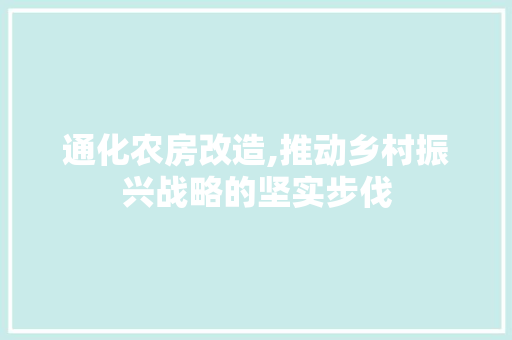 通化农房改造,推动乡村振兴战略的坚实步伐