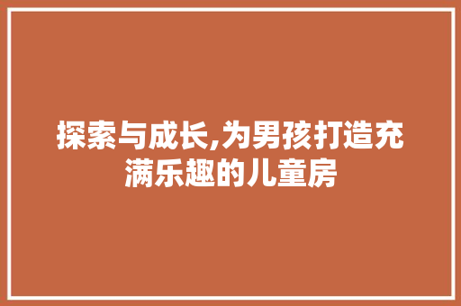 探索与成长,为男孩打造充满乐趣的儿童房