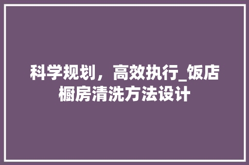 科学规划，高效执行_饭店橱房清洗方法设计