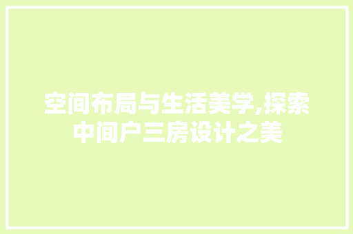空间布局与生活美学,探索中间户三房设计之美