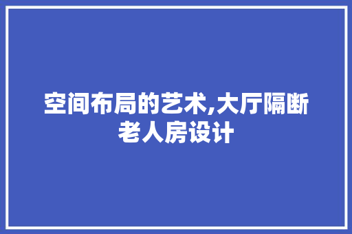 空间布局的艺术,大厅隔断老人房设计