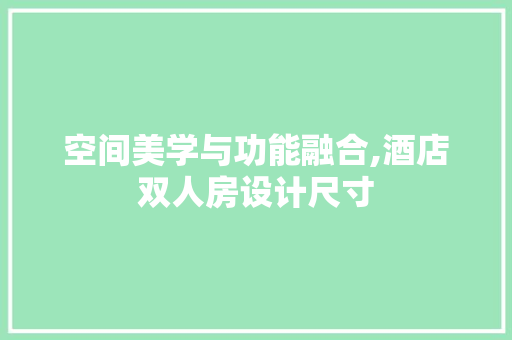 空间美学与功能融合,酒店双人房设计尺寸