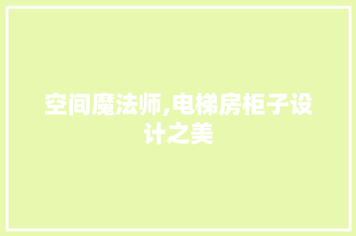 空间魔法师,电梯房柜子设计之美