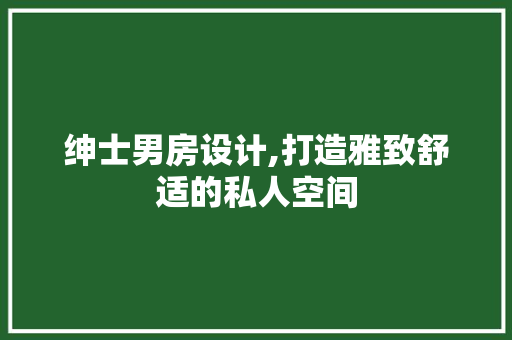 绅士男房设计,打造雅致舒适的私人空间