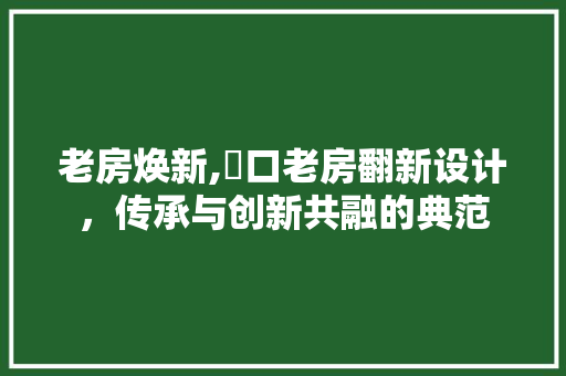 老房焕新,硚口老房翻新设计，传承与创新共融的典范