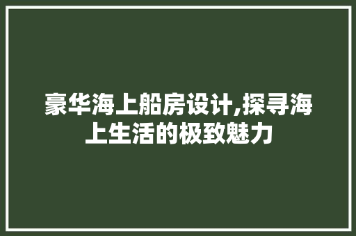 豪华海上船房设计,探寻海上生活的极致魅力