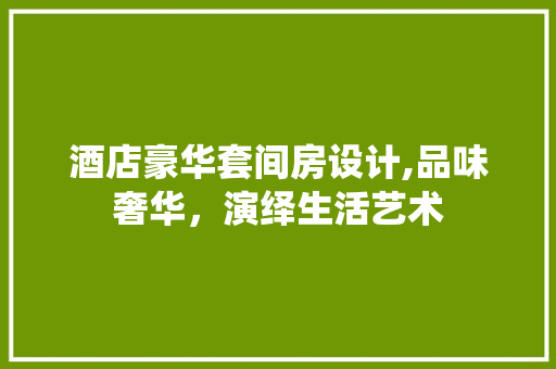酒店豪华套间房设计,品味奢华，演绎生活艺术