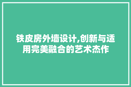 铁皮房外墙设计,创新与适用完美融合的艺术杰作