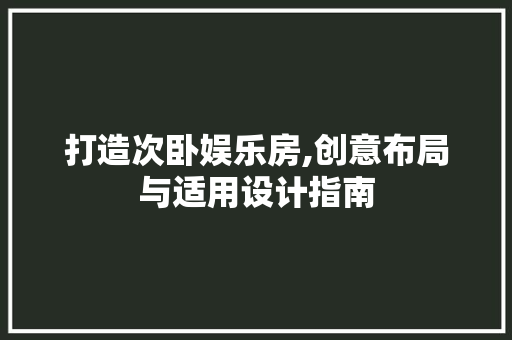 打造次卧娱乐房,创意布局与适用设计指南