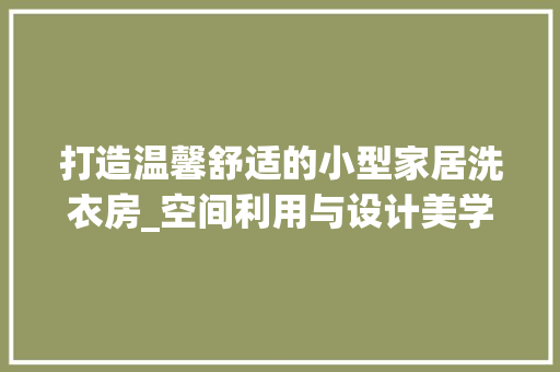 打造温馨舒适的小型家居洗衣房_空间利用与设计美学