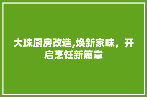 大珠厨房改造,焕新家味，开启烹饪新篇章