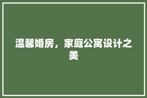 温馨婚房，家庭公寓设计之美