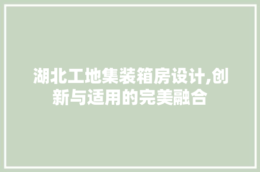湖北工地集装箱房设计,创新与适用的完美融合