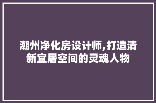 潮州净化房设计师,打造清新宜居空间的灵魂人物