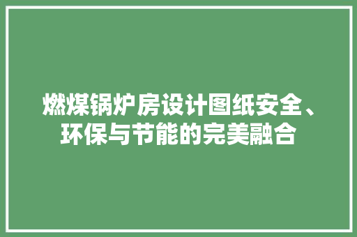 燃煤锅炉房设计图纸安全、环保与节能的完美融合