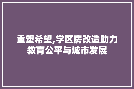 重塑希望,学区房改造助力教育公平与城市发展